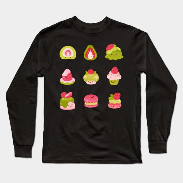 Strawberry matcha Long Sleeve T-Shirt by pikaole